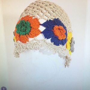 Flower Crochet Knit Cutout Beanie - NWT